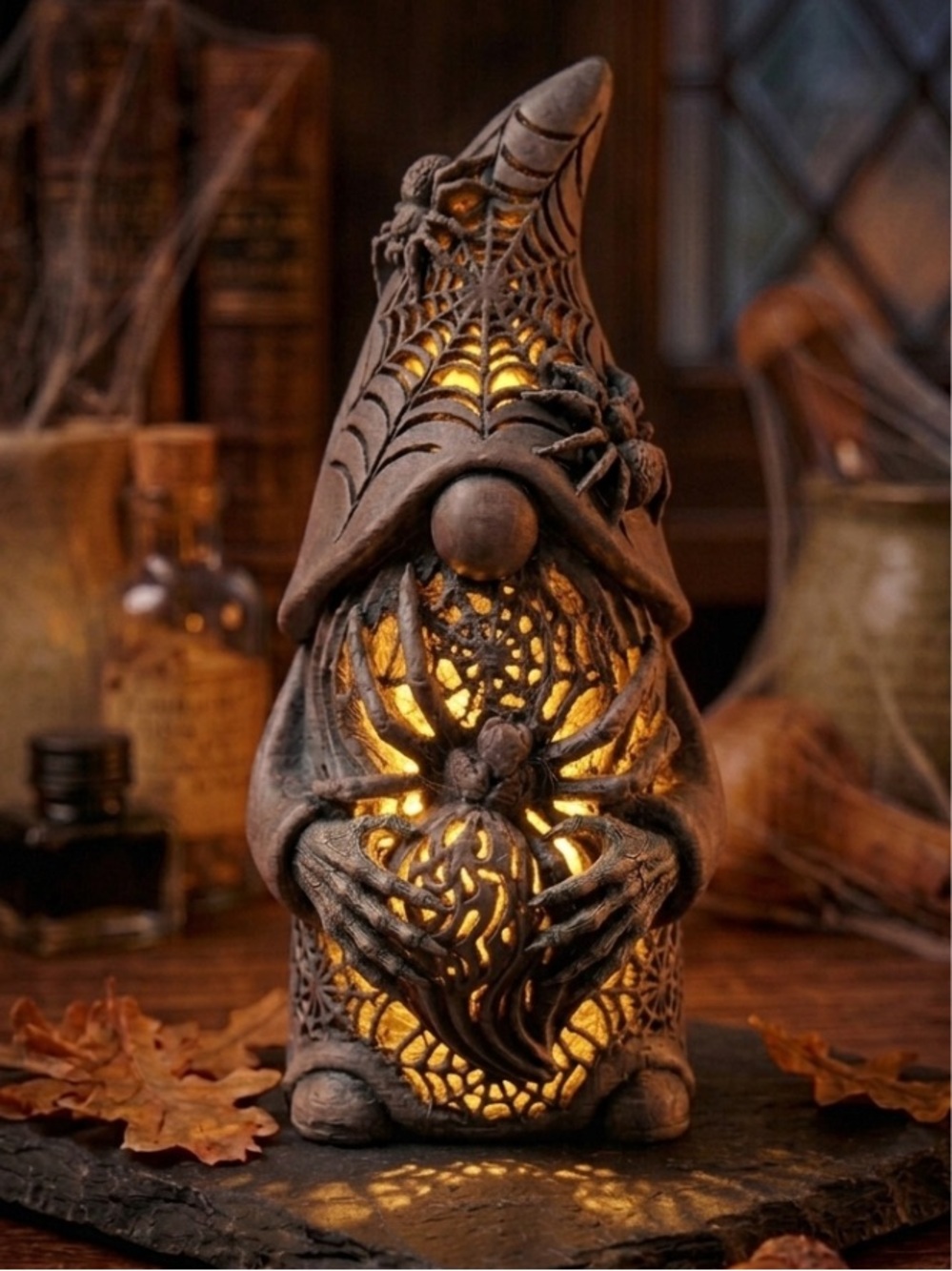 Halloween Spider Gnome Light - Brown